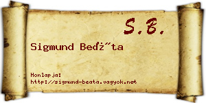 Sigmund Beáta névjegykártya
